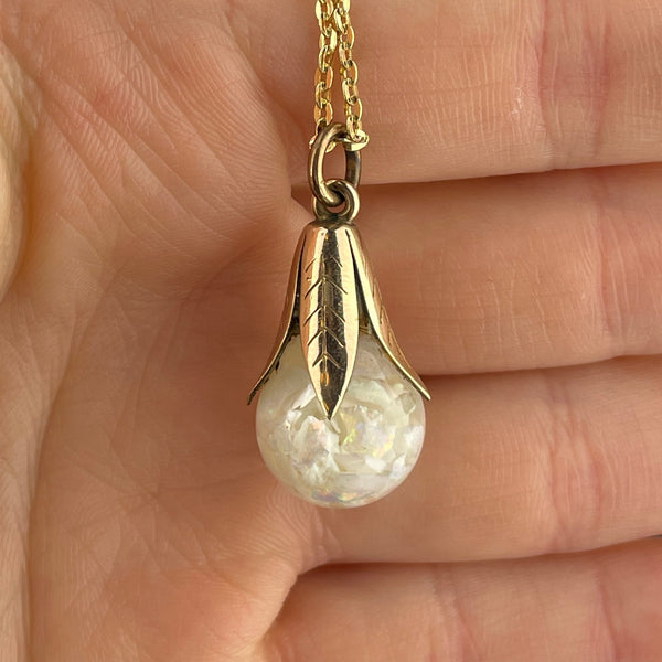Gold Filled Floating Opal Fob Charm Necklace - Boylerpf
