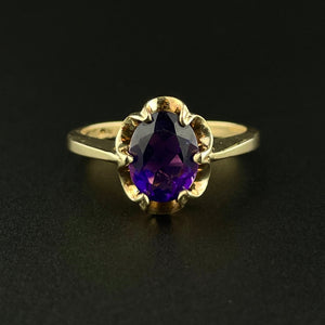 Vintage 10K Gold Amethyst Solitaire Ring, Sz 5.5 - Boylerpf