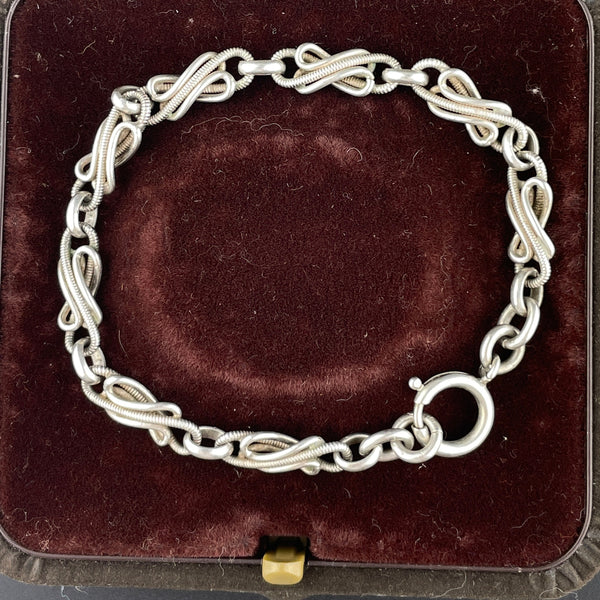 Antique French Silver Love Knot Albert Watch Chain Bracelet - Boylerpf