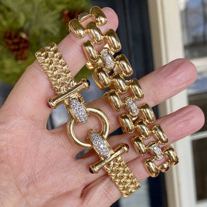 Vintage 14K Gold Sapphire Ruby Diamond Bracelet, 34.1 Grams - Boylerpf