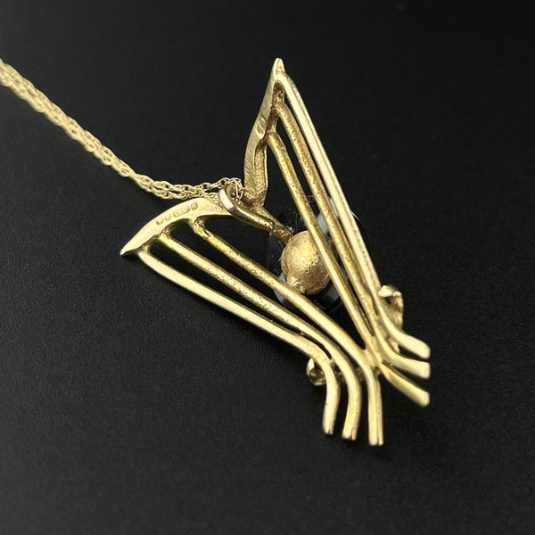 Gold Bar Scottish Banded Agate Pendant Necklace - Boylerpf