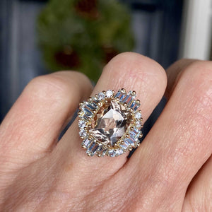 Aquamarine Baguette Morganite Ballerina Ring - Boylerpf