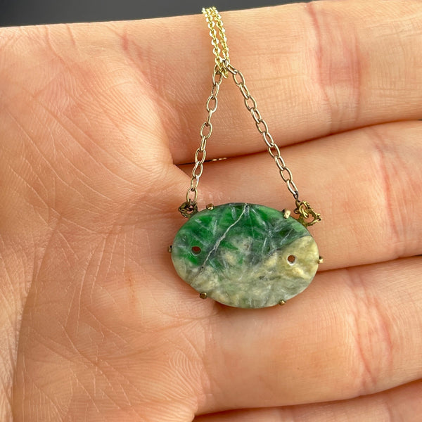 Vintage Carved Natural Jade Pendant Necklace - Boylerpf