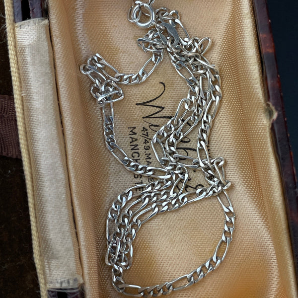 Vintage Italian Sterling Silver Figaro Chain Necklace - Boylerpf