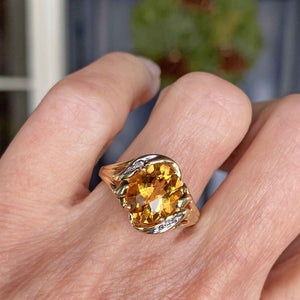 Vintage Checkerboard Cut Diamond Citrine Ring - Boylerpf