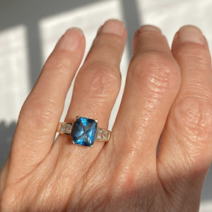 Blue Spinel Aquamarine Ring in 14K Gold - Boylerpf