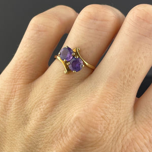 Vintage 10K Gold Amethyst Bypass Ring, Sz 6 - Boylerpf