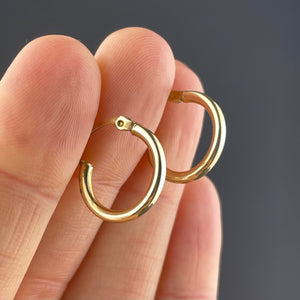 Vintage Huggie Style 10K Gold Hoop Earrings - Boylerpf