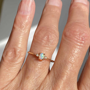 Vintage 14K Gold Diamond Opal Ring - Boylerpf