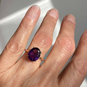 Vintage Rose Gold Amethyst Solitaire Ring - Boylerpf