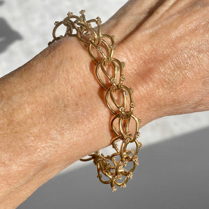 18K Solid Gold Cannetille Flower Etruscan Bracelet, 39.5 gms - Boylerpf