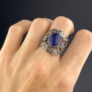 Lapis Lazuli Silver Dragon Statement Ring, Sz 8 - Boylerpf