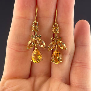 ON HOLD Vintage Gold Citrine Leaf Dangle Earrings - Boylerpf
