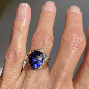 Vintage Diamond Checkerboard Cut Tanzanite Ring - Boylerpf