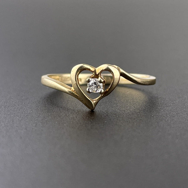 10K Gold Diamond Heart Ring, Size 6 - Boylerpf