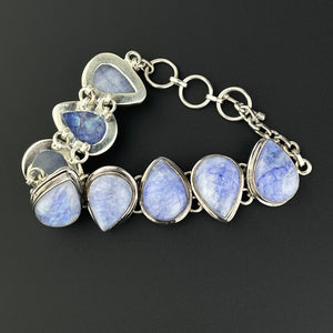 Silver Blue Labrodite Pear Cabochon Bracelet - Boylerpf