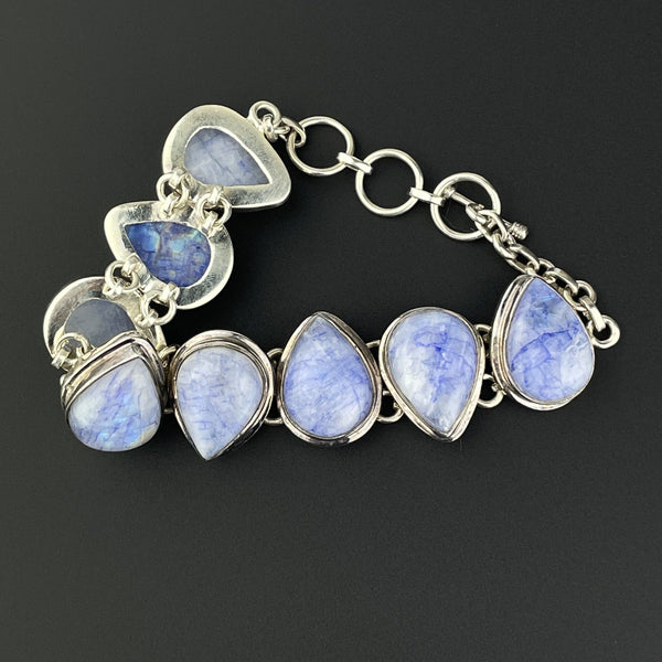 Silver Blue Labrodite Pear Cabochon Bracelet – Boylerpf