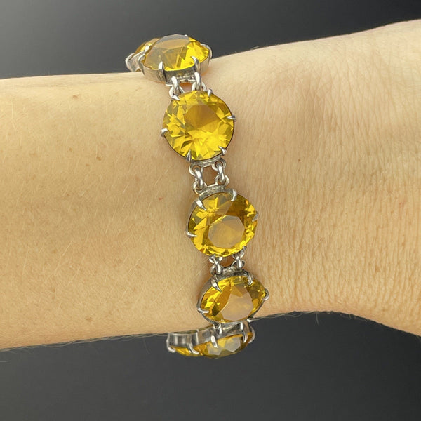 Natural Yellow Citrine Bracelet Faceted Beads