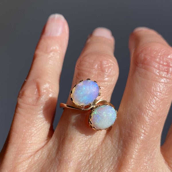 Antique 14K Gold Toi et Moi Opal Ring - Boylerpf