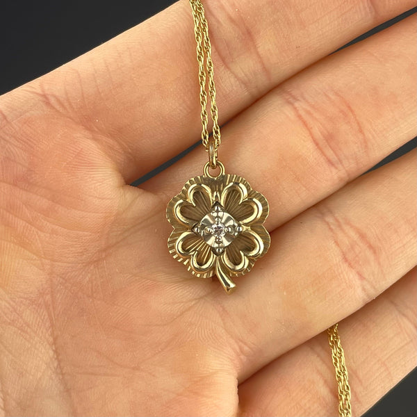 10K Gold Diamond Clover Pendant Necklace - Boylerpf