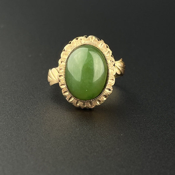 Vintage Gold Cabochon Jade Ring - Boylerpf