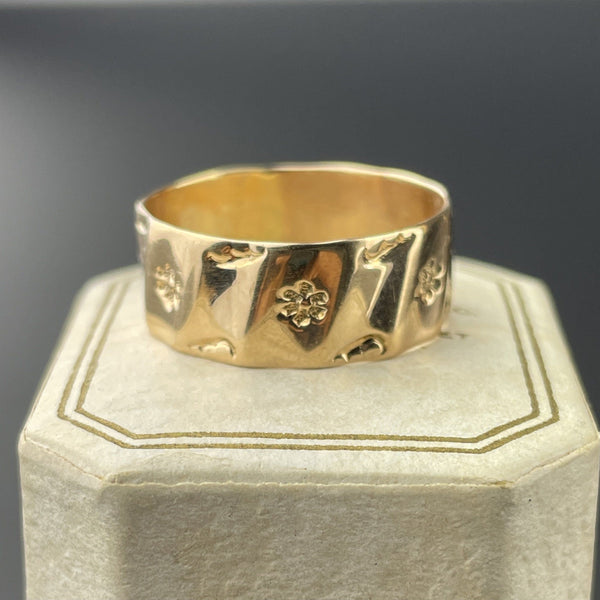 Vintage Wide Gold Floral Eternity Band Ring, Sz 7.50 - Boylerpf