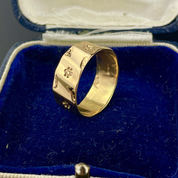 Vintage Wide Gold Floral Eternity Band Ring, Sz 7.50 - Boylerpf
