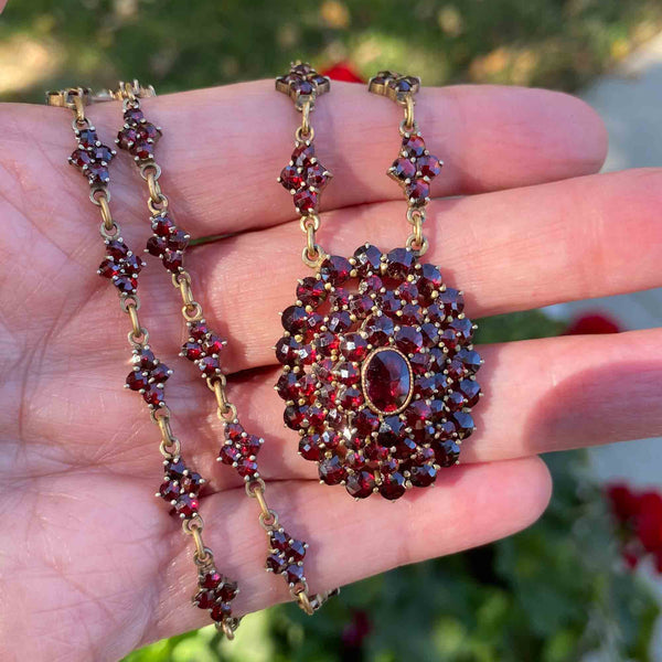 Buy Vintage Faux Garnet Necklace With Dangles Online in India - Etsy