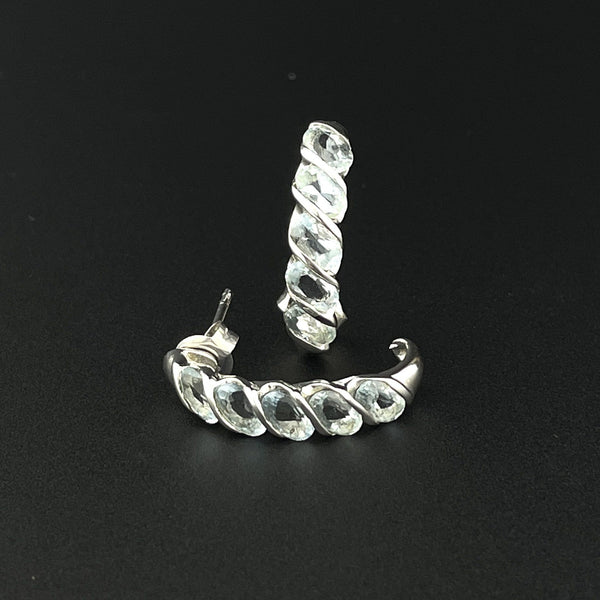 Aquamarine Gold Huggie Hoop Earrings, 1/2 CTW - Boylerpf