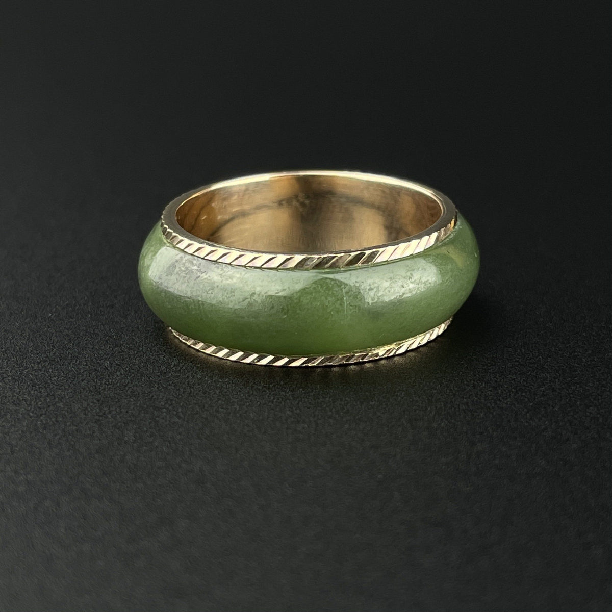 Vintage 14K Gold Jade Eternity Band Ring, Sz 7.5 – Boylerpf