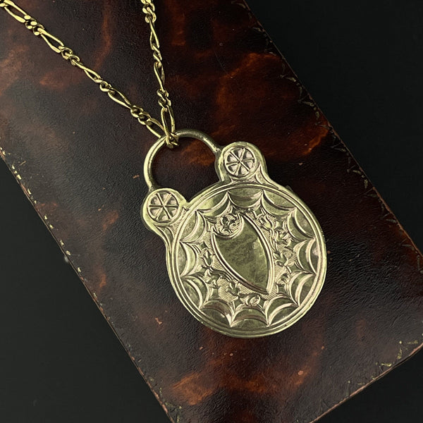 Antique Engraved Gold Fill Edwardian Locket Necklace - Boylerpf