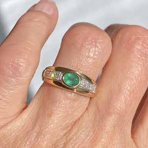 Vintage Gold Emerald Diamond Ring Band - Boylerpf