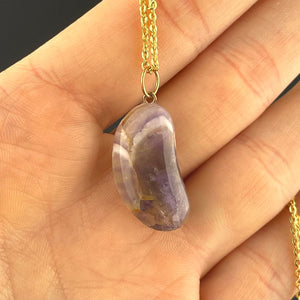 Gold Amethyst Lucky Bean Pendant Necklace - Boylerpf