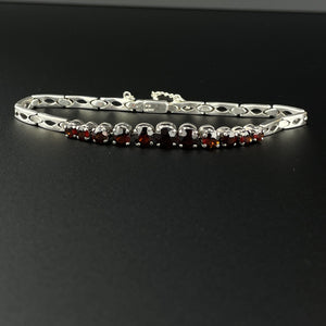 Vintage Silver Garnet Art Deco Style Tennis Bracelet - Boylerpf