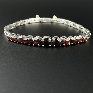 Vintage Silver Garnet Art Deco Style Tennis Bracelet - Boylerpf