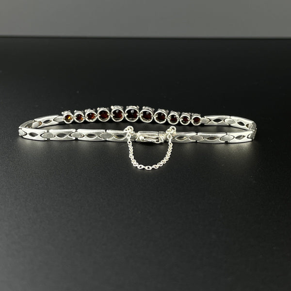 Vintage Silver Garnet Art Deco Style Tennis Bracelet - Boylerpf