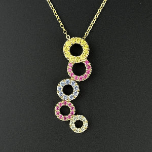 Vintage Gold Ruby Sapphire Infinity Pendant Necklace - Boylerpf