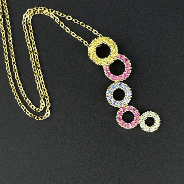 Vintage Gold Ruby Sapphire Infinity Pendant Necklace - Boylerpf
