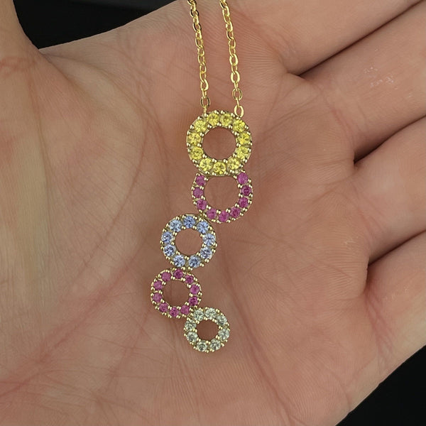 Vintage Gold Ruby Sapphire Infinity Pendant Necklace - Boylerpf