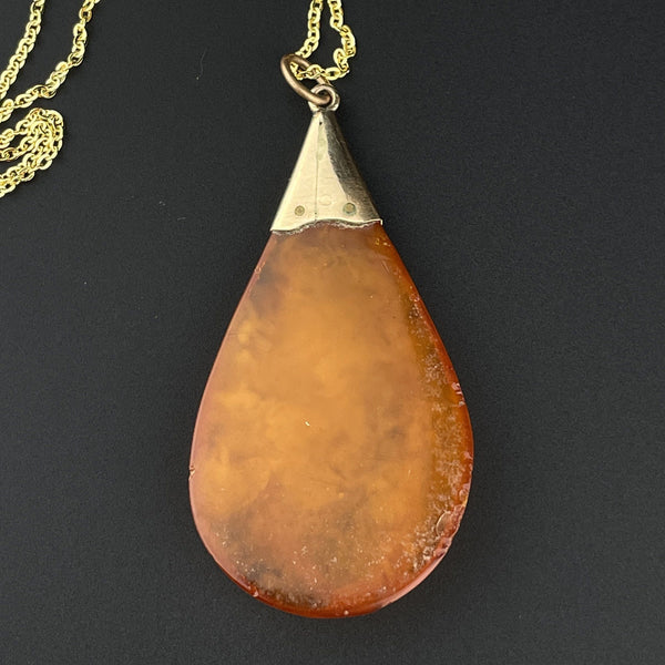 Vintage Edwardian Gold Natural Baltic Amber Teardrop Pendant – Boylerpf