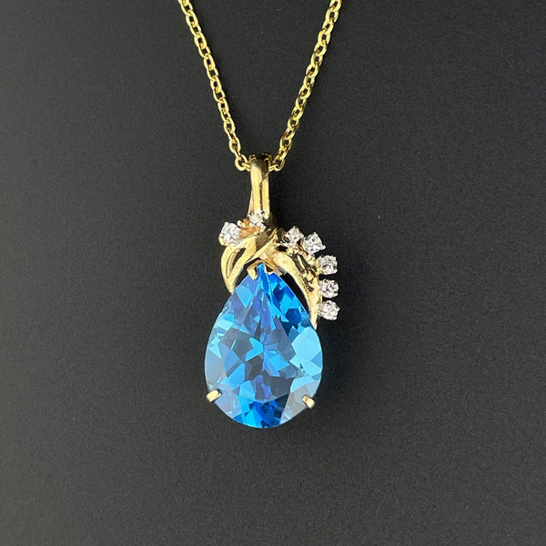 Vintage 14K Gold Diamond Pear Topaz 13.11 CTW Pendant, Alwand Vahan - Boylerpf