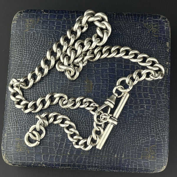 Antique Edwardian Pocket Watch Albert Chain Necklace, 64 gms - Boylerpf