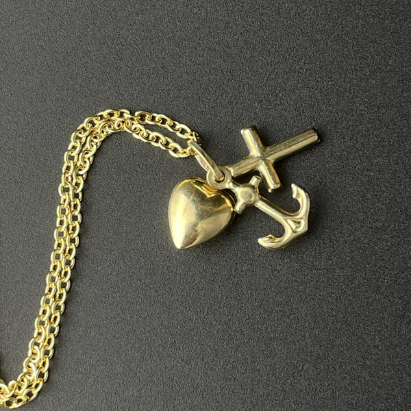 Gold Faith Hope Love Pendant Charm Necklace - Boylerpf