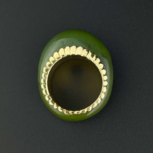 Vintage 14K Gold Jade Dome Eternity Ring, Sz 6 3/4 - Boylerpf