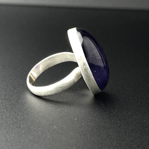 Silver 28.25 CTW Amethyst Cabochon Statement Cocktail Ring - Boylerpf