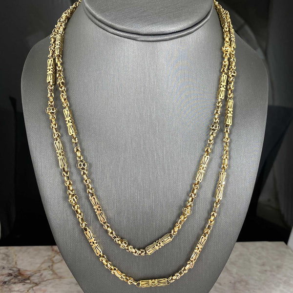 Antique Byzantine Long 14K Gold Chain Necklace - Boylerpf