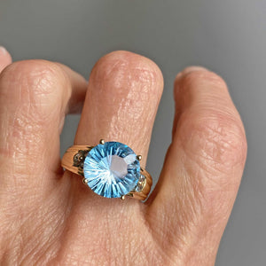 Vintage Fancy Cut Blue Topaz Ring in 14K Gold - Boylerpf