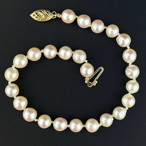 Vintage 14K Gold Cultured Pearl Single Strand Bracelet - Boylerpf