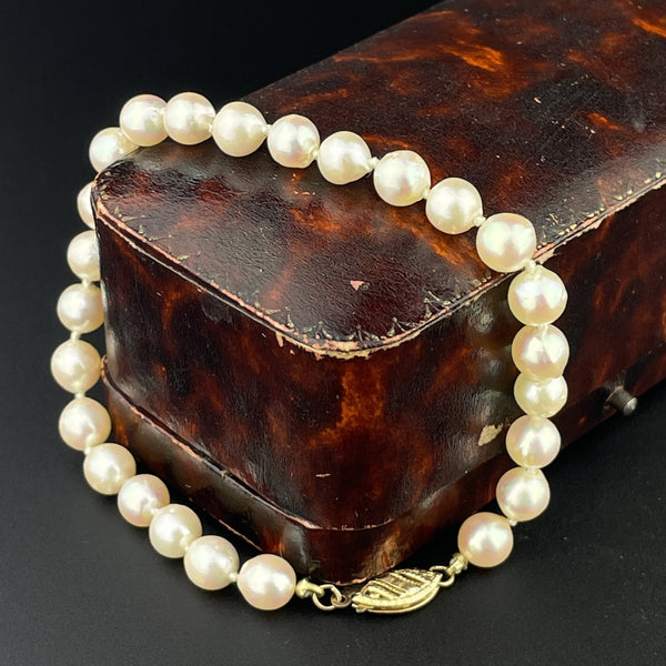 Vintage 14K Gold Cultured Pearl Single Strand Bracelet - Boylerpf