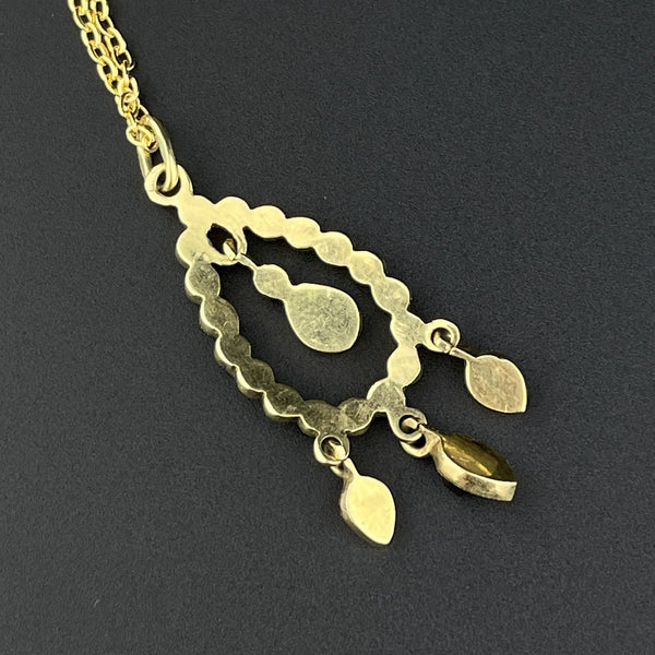 Antique 14K Gold Art Deco Garnet Teardrop Boho Necklace - Boylerpf